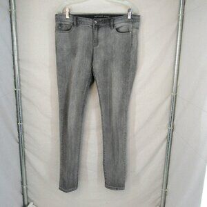 Michael Kors Women's Light Gray Mid Rise Skinny Leg Silver Button Jeans Size 10